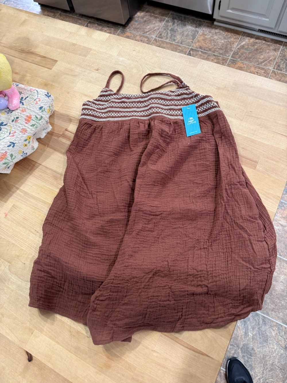 Cupshe Brown Smocked Waist Wide-Leg Jumpsuit